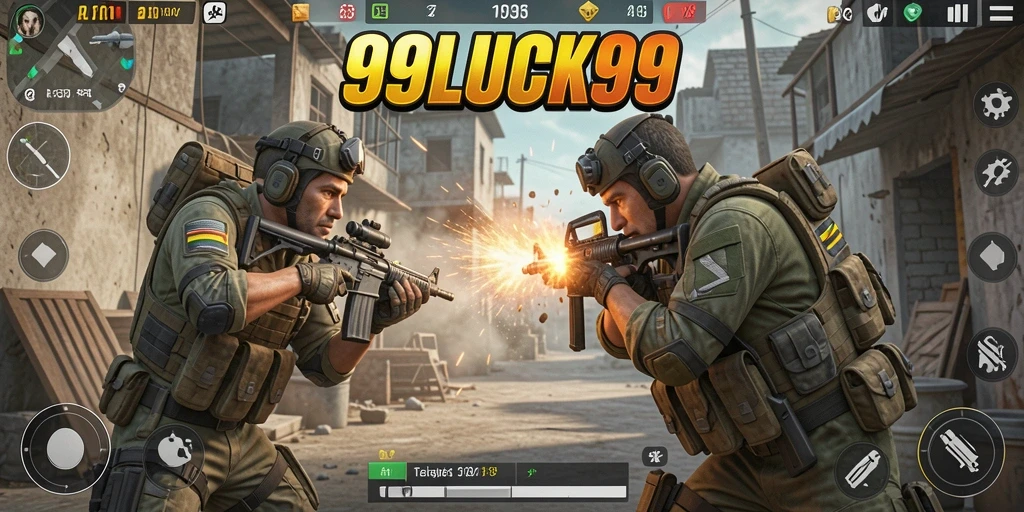 Tangkapan layar permainan 99LUCK99 menampilkan aksi menembak yang mendebarkan.