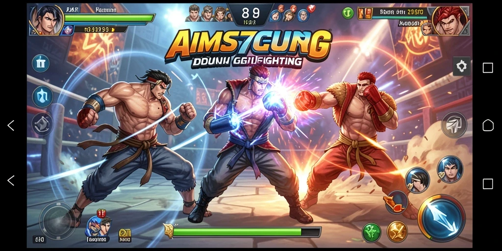 Screenshot menunjukkan pertarungan seru dalam game Fighting AMS789.