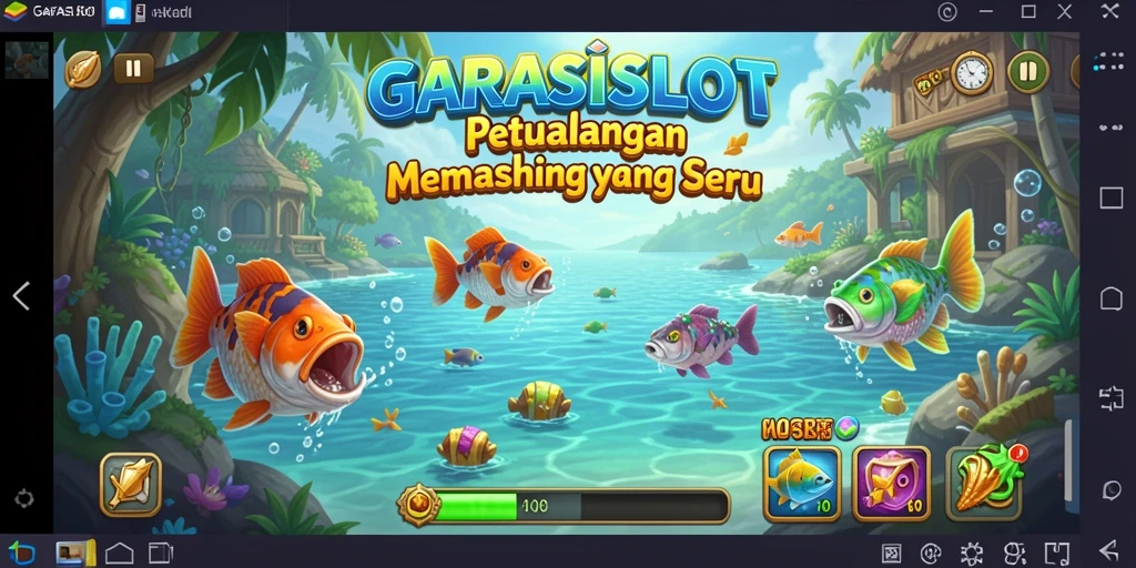 Tampilan gameplay GARASISLOT dengan aksi memancing yang seru.