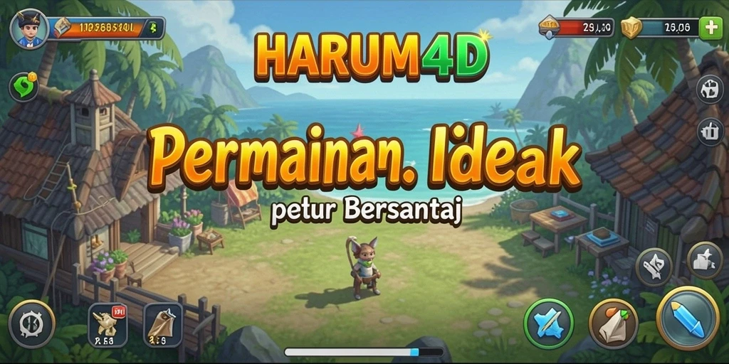 Tampilan menarik dari permainan Idle HARUM4D dengan karakter berinteraksi.