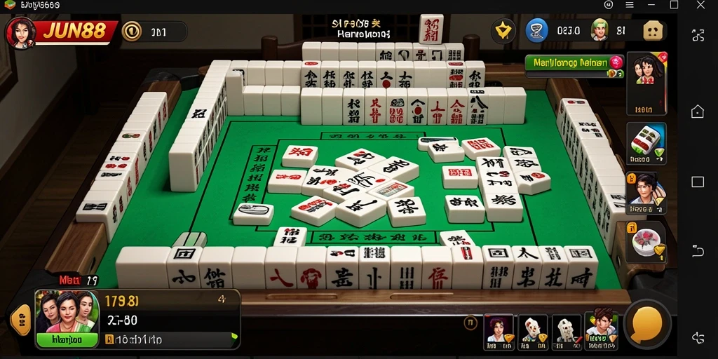 Tampilan menarik dari gameplay Mahjong di JUN88.