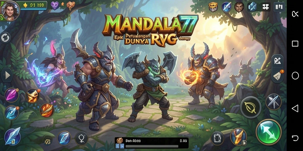 Gameplay RPG mengasyikkan di MANDALA77 dengan pertarungan strategis.