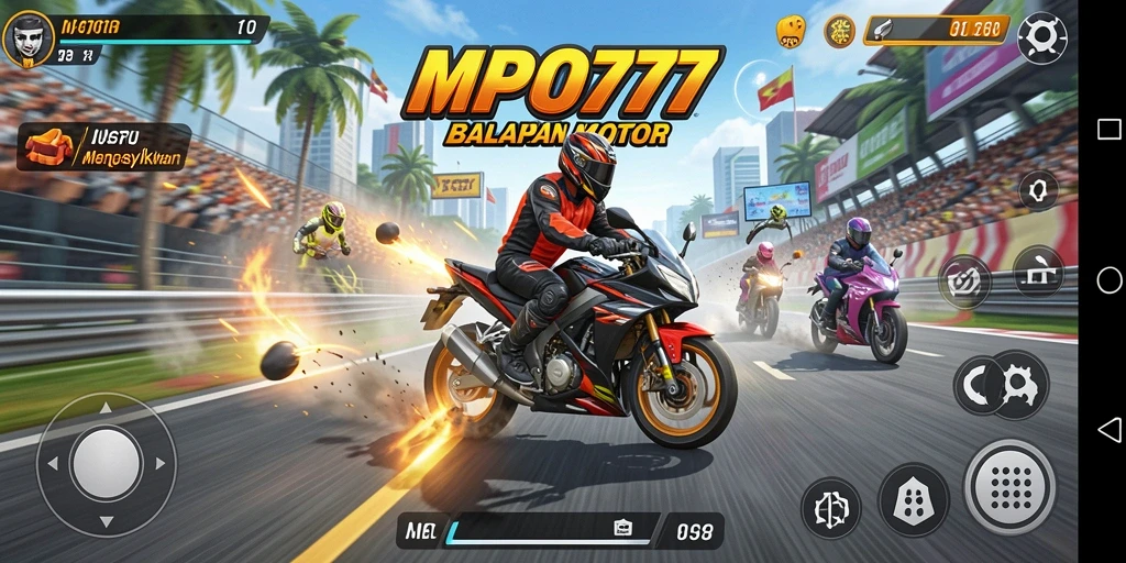 Tampilan gameplay seru dalam balapan motor yang menakjubkan.