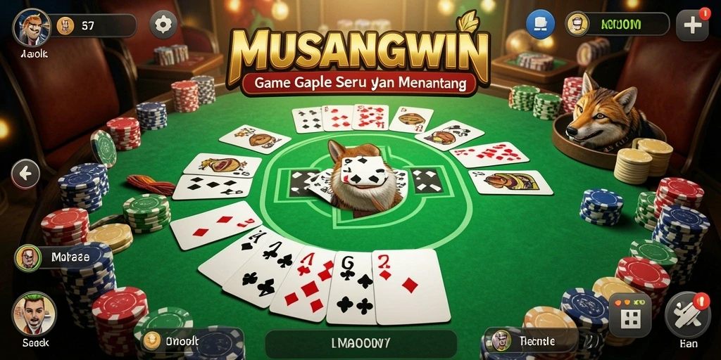 Screenshot gameplay <strong>MUSANGWIN</strong> yang penuh aksi seru dan serunya bermain Gaple.