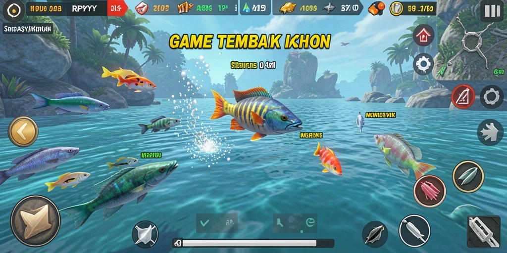 Tampilan gameplay seru di RPYYY saat menembak ikan.