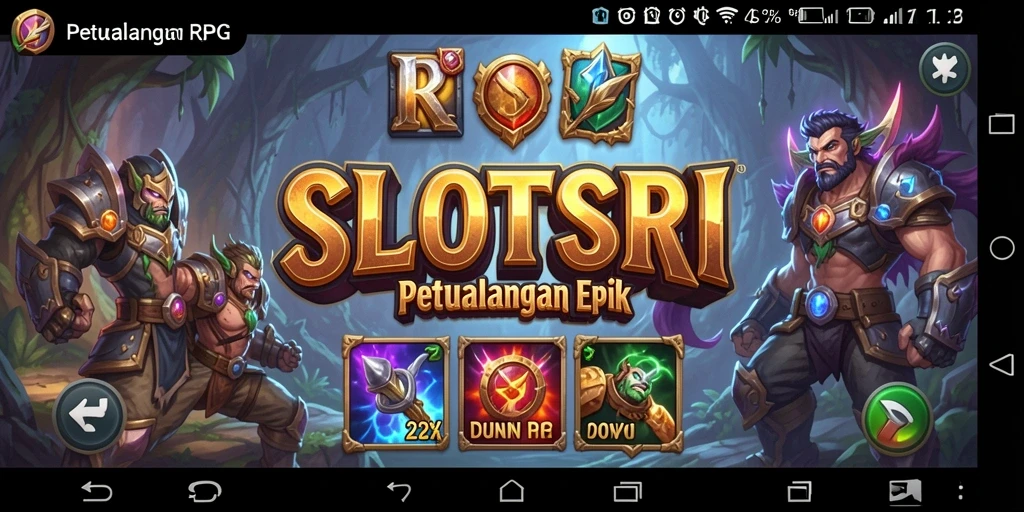 Tangkapan layar gameplay SLOTSRI menampilkan pertempuran seru di dunia fantasi.