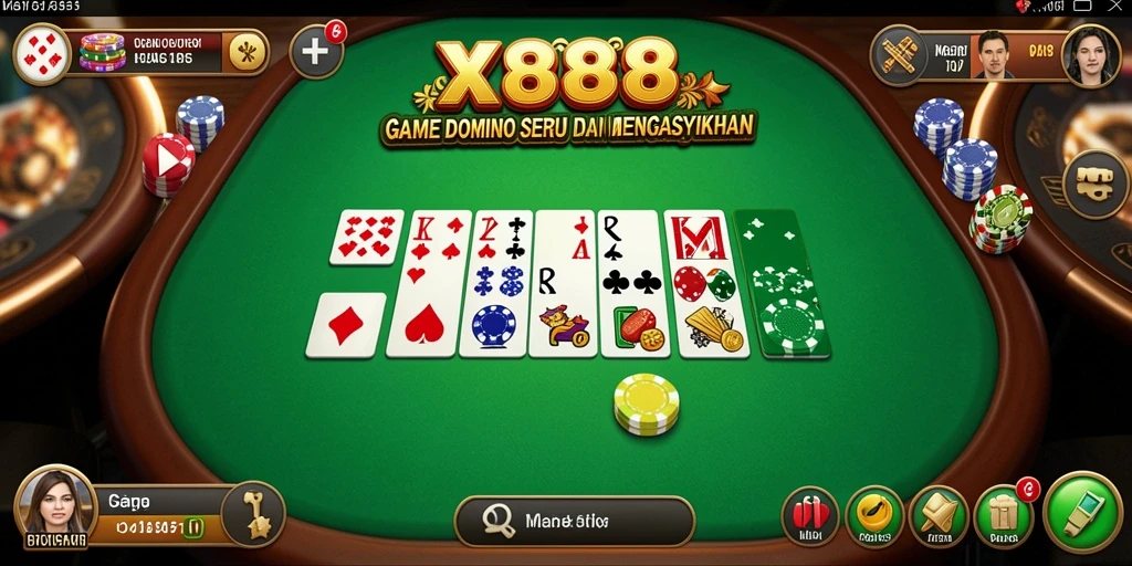 Tampilan gameplay seru dari game Domino X88 yang menantang.